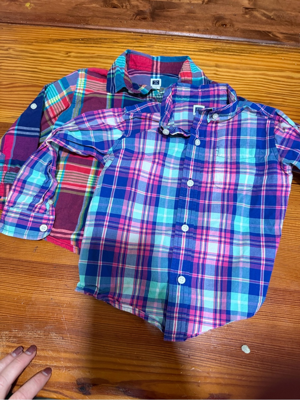 Janie and Jack Multicolor Plaid Button-Down Shirt in Blue & Pink